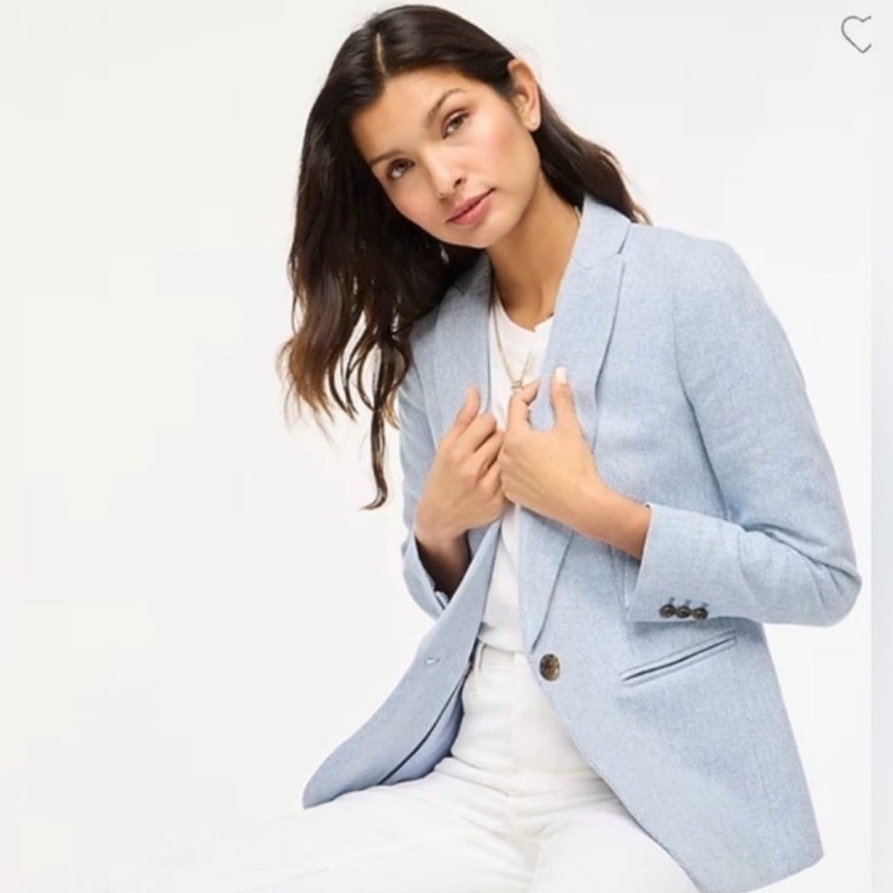 🔥NWT J. Crew Blue Herringbone Blazer - Picture 4 of 12